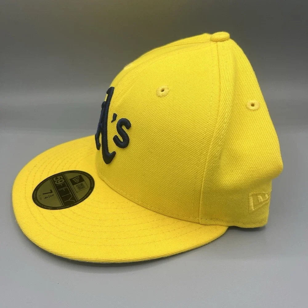 New Era Hat Club Oakland Athletics A's Aux Pack Yellow 59Fifty Fitted Hat 7 3/4
